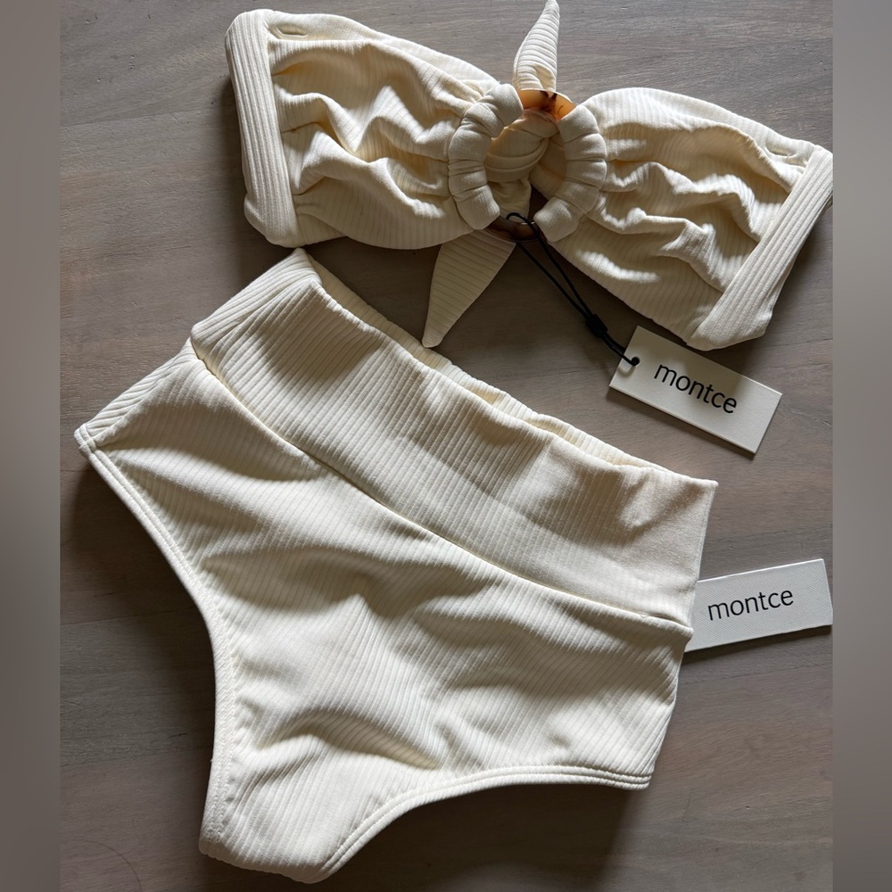 Montce - NWT Cream Rib Tori Bandeau XS and High Rise Bottom S
